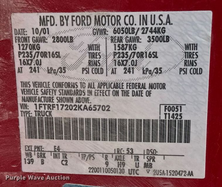 image for item EG7120 2002 Ford F150 pickup truck