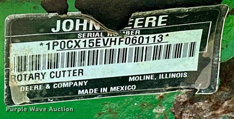 image for item EK0378 2017 John Deere CX15 rotary mower