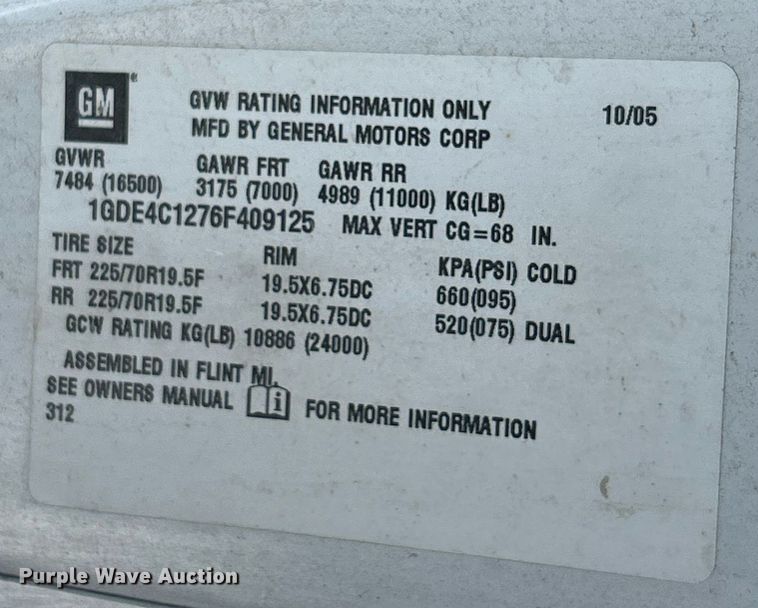 image for item EK2678 2006 GMC C4500 dump truck