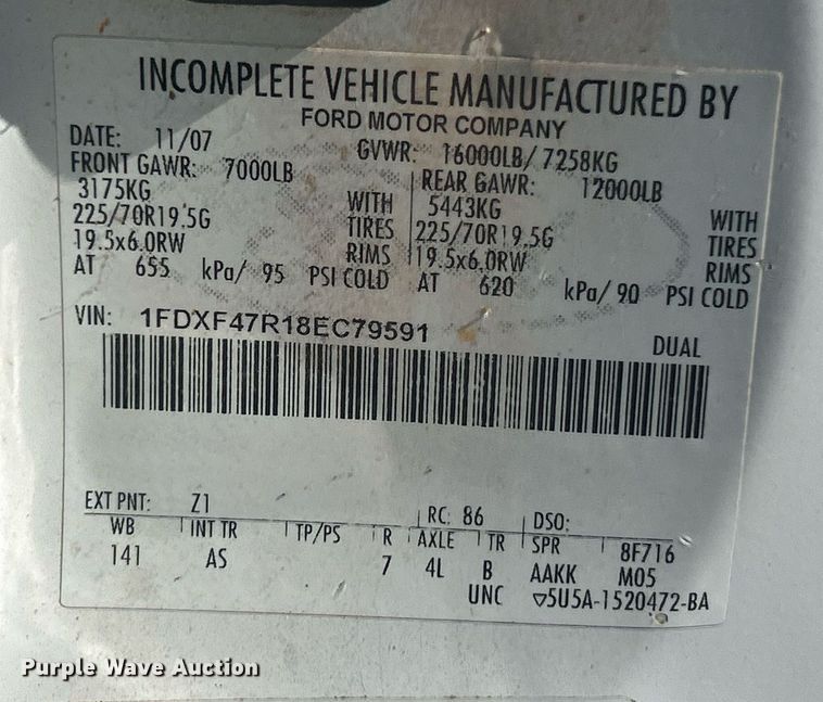 image for item EK2682 2008 Ford F450 Super Duty XL dump truck