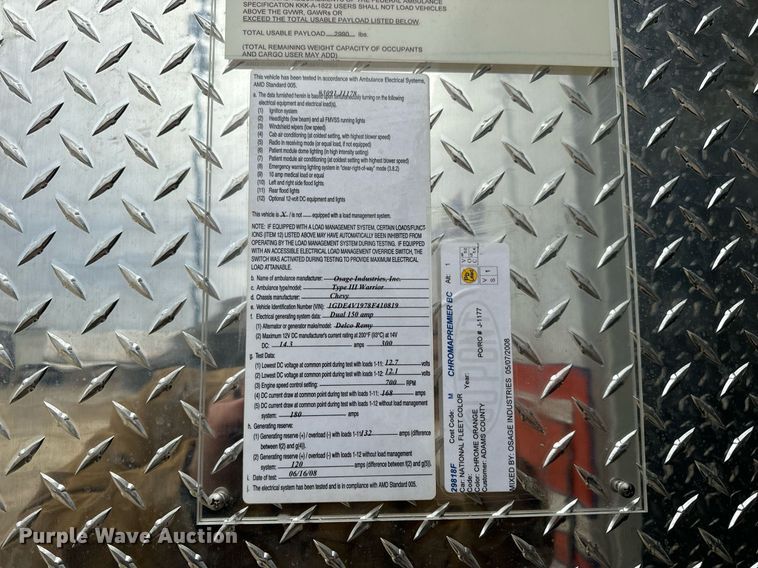 image for item EN5133 2008 GMC C4500 ambulance