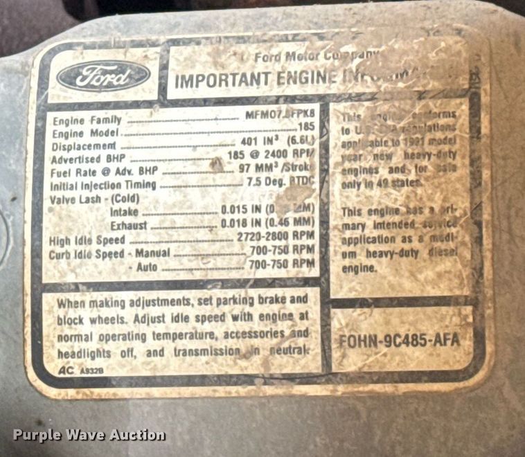 image for item EQ1001 1993 Ford B700 school bus