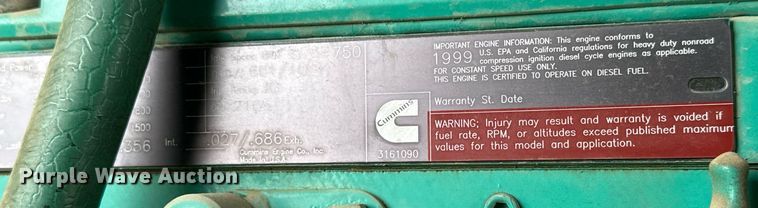 image for item EQ1006 1999 Onan 250DQAB-359 generator