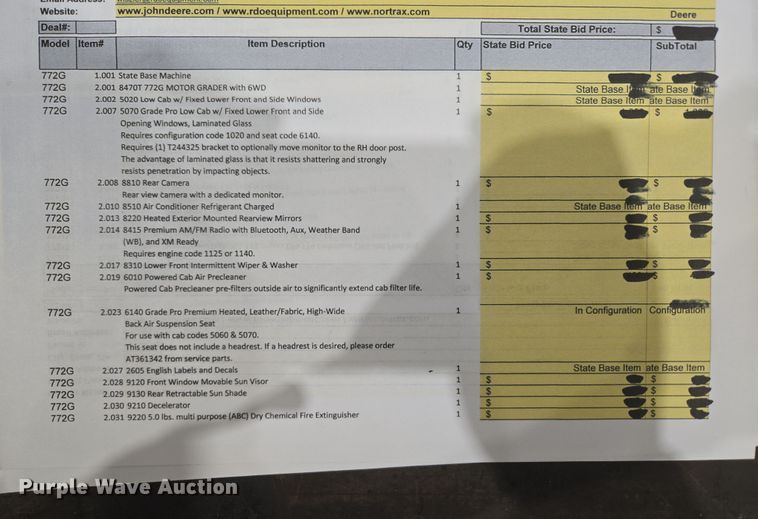 image for item ER5154 2016 John Deere 772GP motor grader