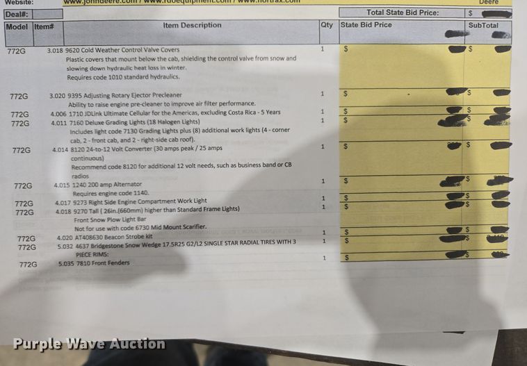 image for item ER5154 2016 John Deere 772GP motor grader