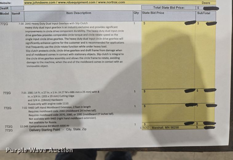 image for item ER5154 2016 John Deere 772GP motor grader