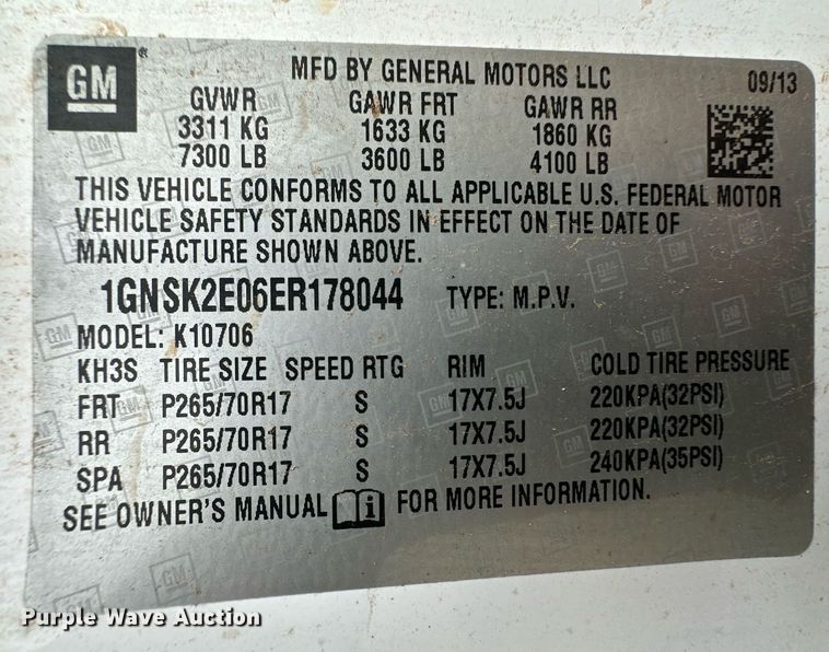 image for item ER8675 2014 Chevrolet Tahoe Police SUV