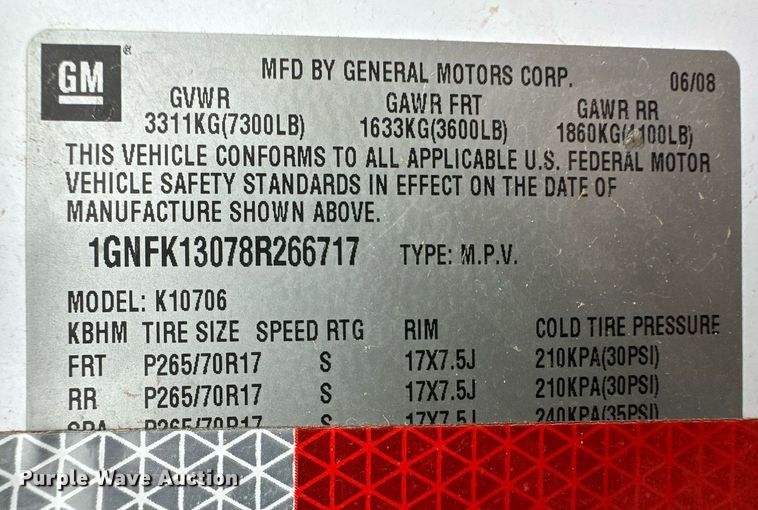 image for item ER8676 2008 Chevrolet Tahoe SUV