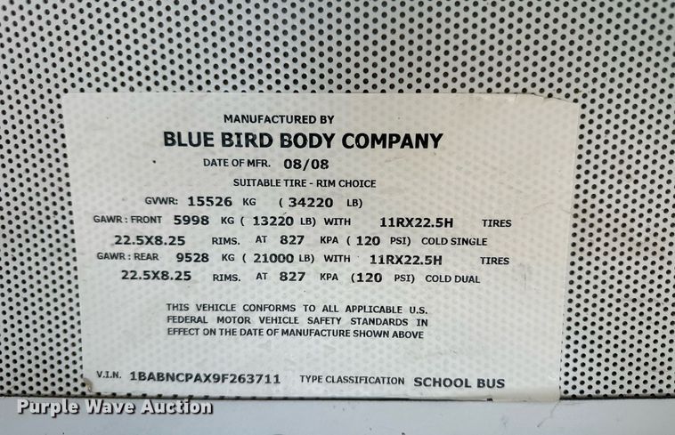 image for item ER8787 2009 Blue Bird All American school bus