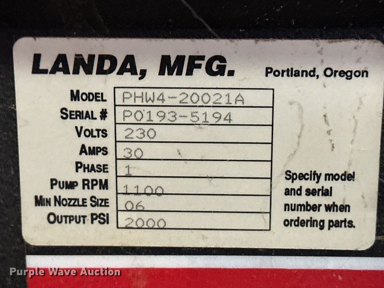 image for item ER8790 Landa PHW4-20021A hot pressure washer