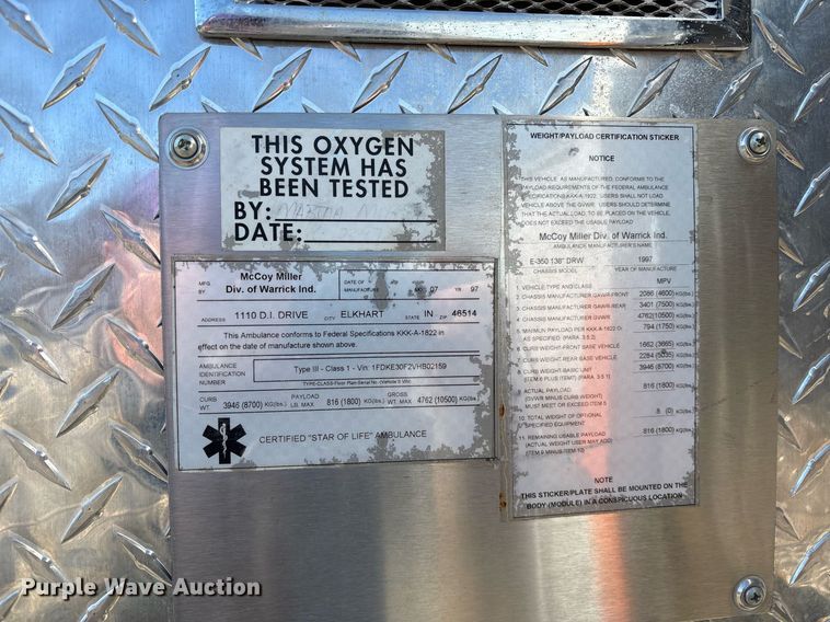 image for item EY9919 1997 Ford E350 ambulance