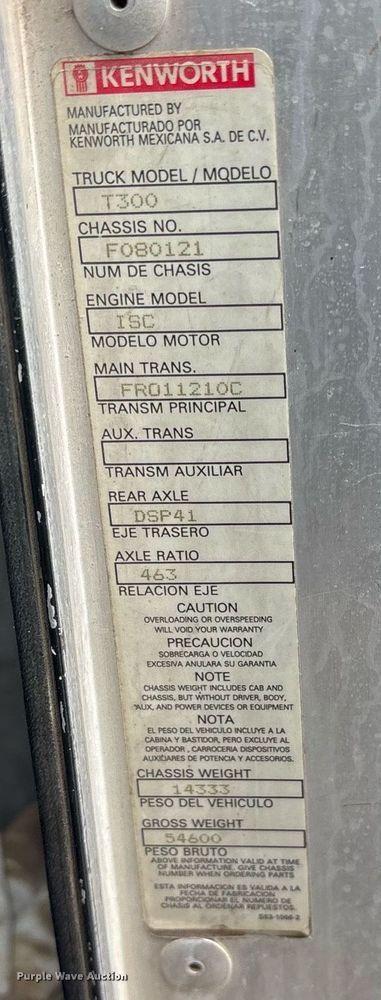 image for item EY9941 2005 Kenworth T300 dump truck