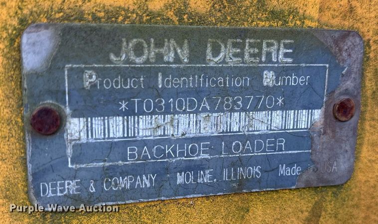 image for item EY9942 1992 John Deere 310D backhoe