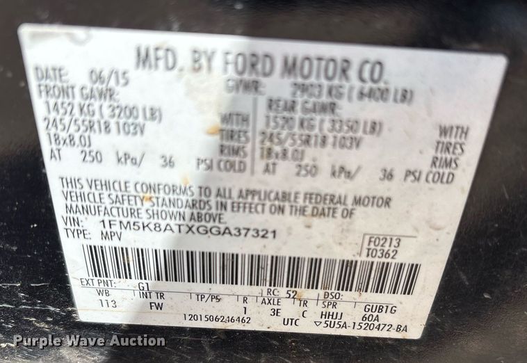 image for item EY9970 2016 Ford Explorer Police Interceptor SUV