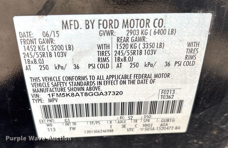 image for item EY9971 2016 Ford Explorer Police Interceptor SUV