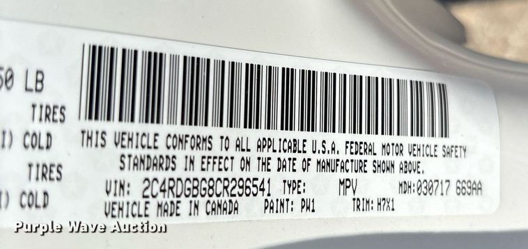 image for item EY9972 2012 Dodge Grand Caravan van