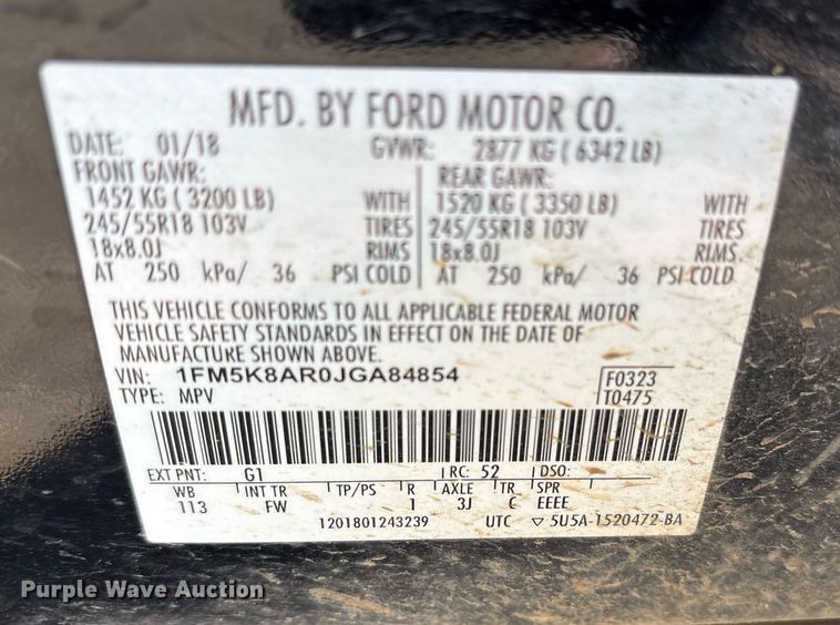 image for item EY9977 2018 Ford Explorer Police Interceptor SUV