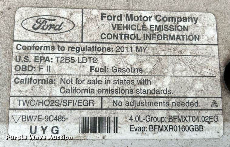 image for item NJ9591 2011 Ford Ranger XLT SuperCab pickup truck