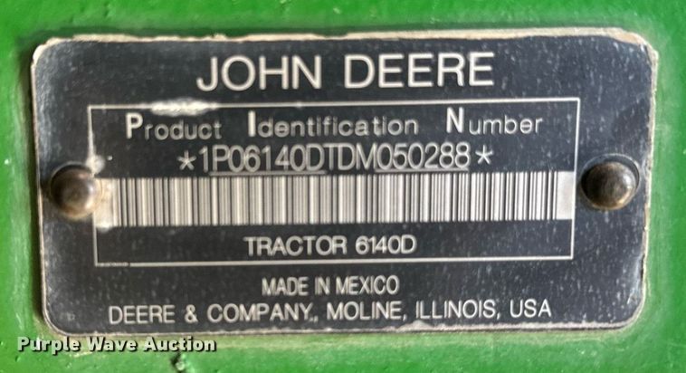 image for item DT0576 2013 John Deere 6140D MFWD tractor