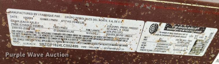 image for item DV6659 2020 Grupo Remolques Del Norte livestock trailer