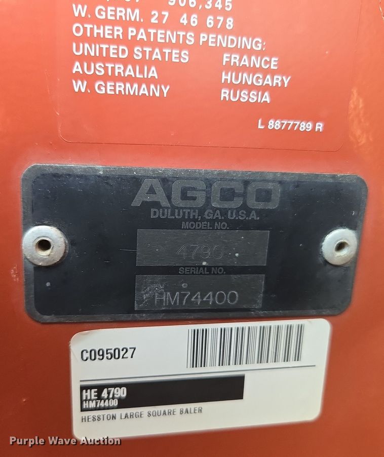image for item ER5126 2003 Hesston 4790 large square baler