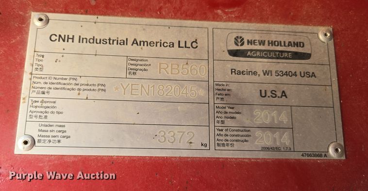 image for item ER8746 2014 New Holland RB560 round baler