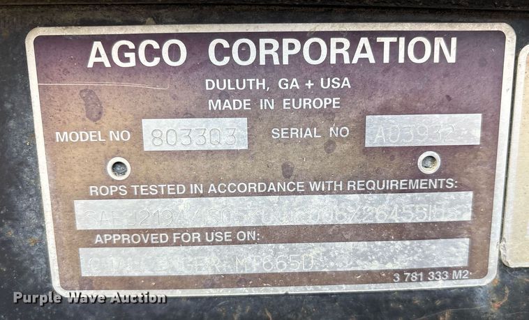 image for item OK9493 2012 Challenger MT665D MFWD tractor