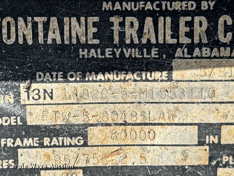 image for item DO0311 1991 Fontaine flatbed trailer