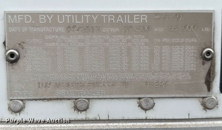 image for item DO2631 2014 Utility Trailers VS2RA refrigerated van trailer