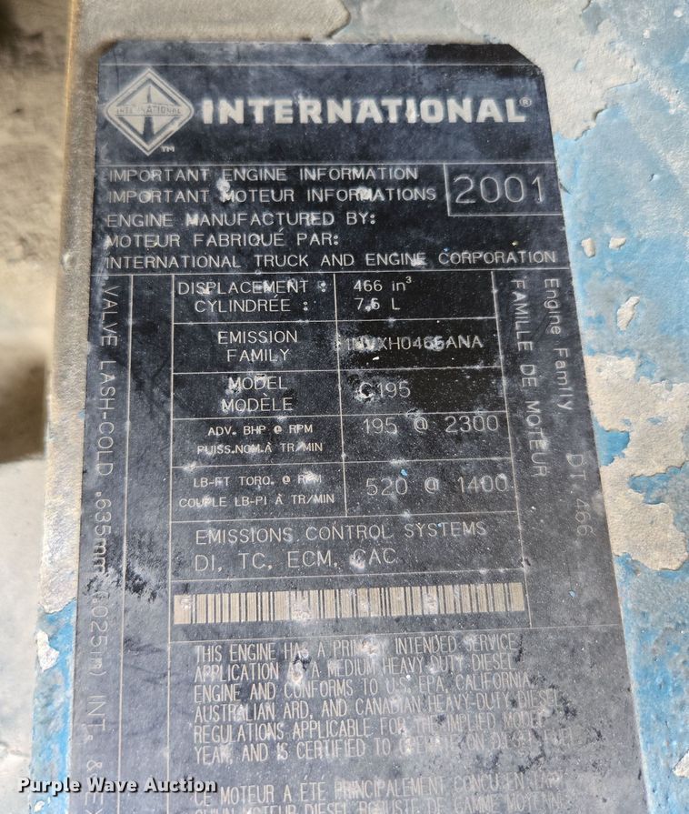 image for item DP6196 2002 International 4700 flatbed truck