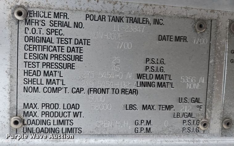 image for item DS5254 2001 Polar tank trailer