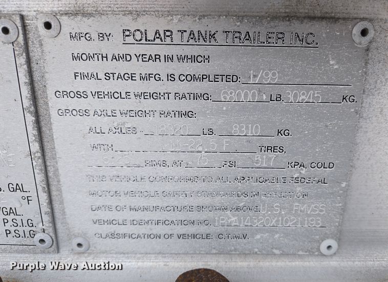 image for item DS5255 1999 Polar tank trailer
