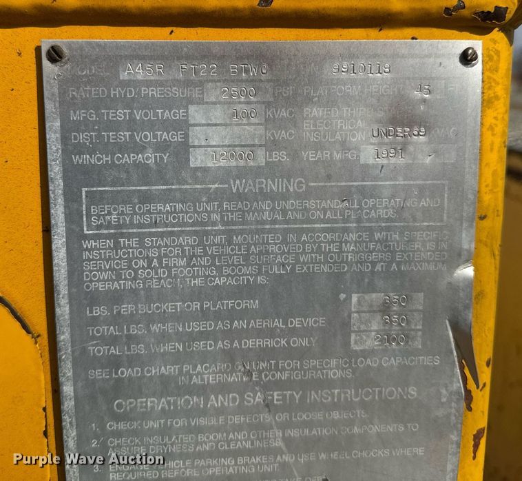 image for item DT0622 1992 Chevrolet Topkick C6500 digger derrick truck