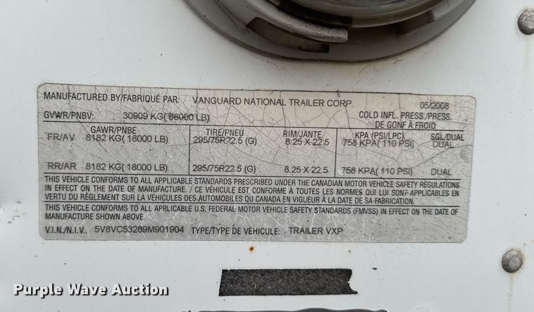 image for item DT0660 2009 Vanguard National VXP dry van trailer