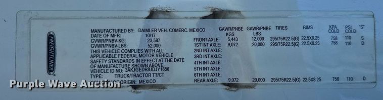 image for item DU3298 2018 Freightliner Cascadia 125 semi truck