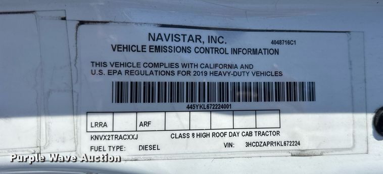 image for item DU3300 2019 International LT625 semi truck