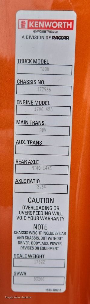 image for item DV1265 2017 Kenworth T680 semi truck