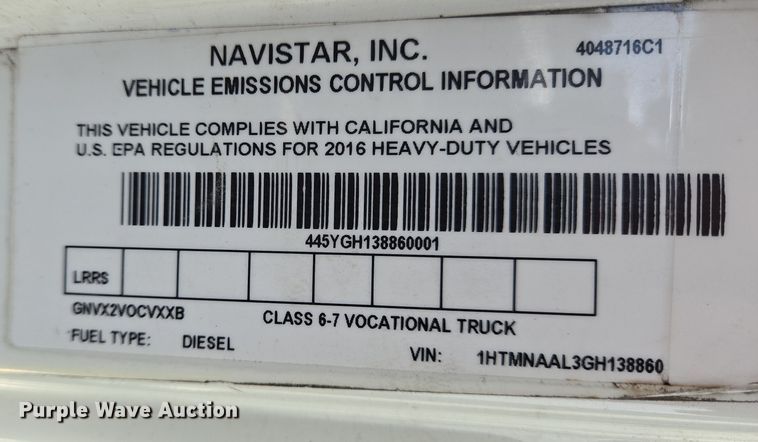 image for item DV1277 2016 International DuraStar 4300 box truck