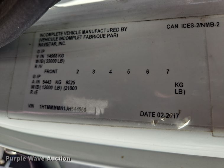 image for item DV1279 2018 International DuraStar 4300 refrigerated truck