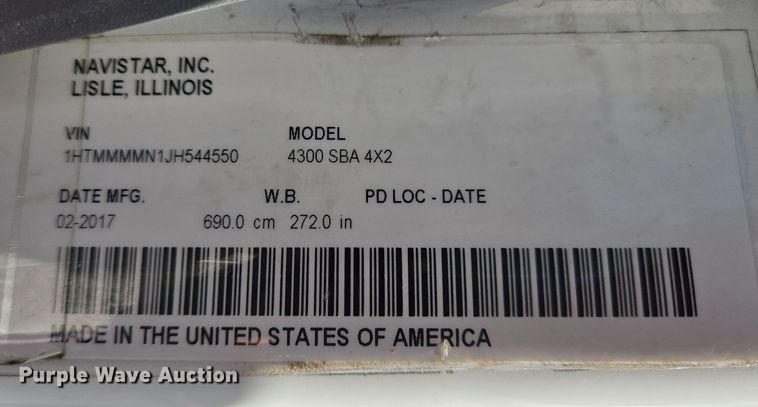 image for item DV1279 2018 International DuraStar 4300 refrigerated truck