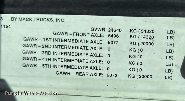 image for item ED5515 2014 Mack GU713 semi truck