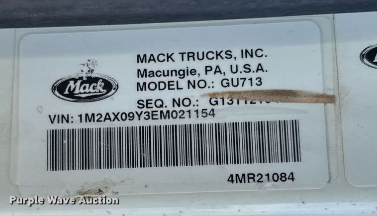 image for item ED5515 2014 Mack GU713 semi truck