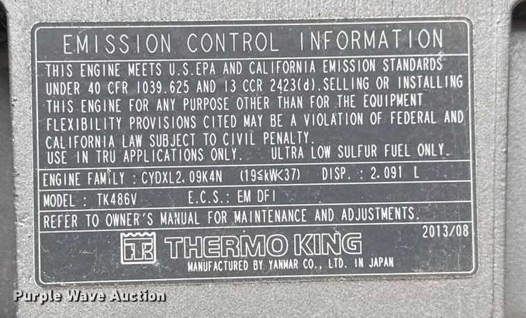 image for item EG2531 2013 Wabash  refrigerated van trailer