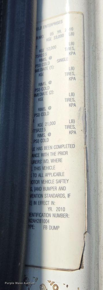 image for item EI4101 2010 International Durastar 4300 truck cab and chassis