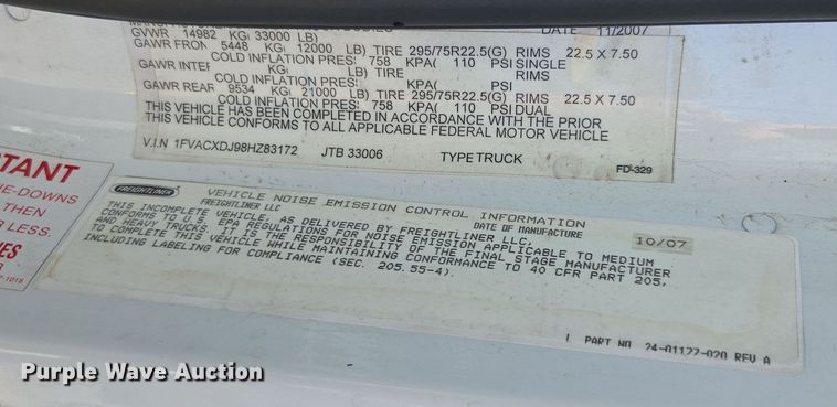 image for item EI4108 2008 Freightliner Business Class M2 truck cab and chassis