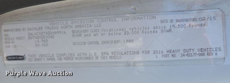 image for item EI4166 2016 Freightliner Business Class M2 106 refrigerated truck