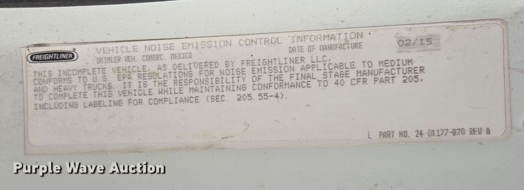 image for item EI4166 2016 Freightliner Business Class M2 106 refrigerated truck