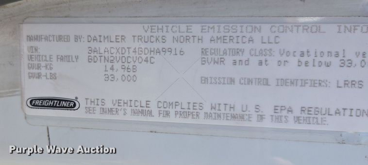 image for item EI4166 2016 Freightliner Business Class M2 106 refrigerated truck