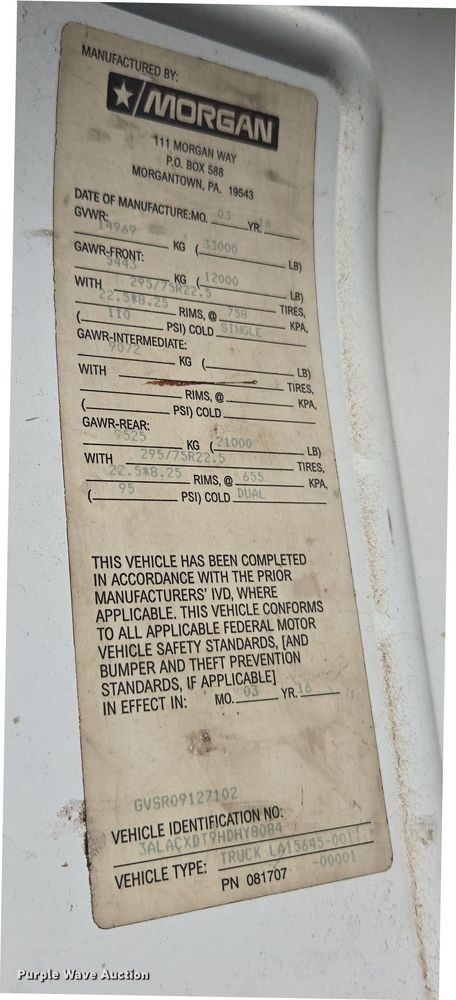 image for item EI4167 2017 Freightliner Business Class M2 106 refrigerated truck
