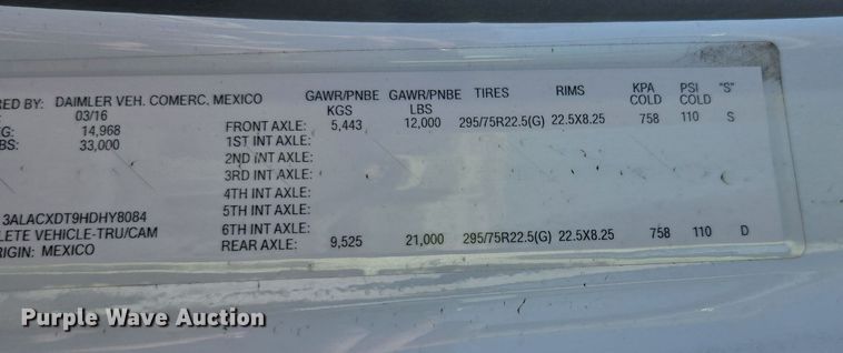 image for item EI4167 2017 Freightliner Business Class M2 106 refrigerated truck